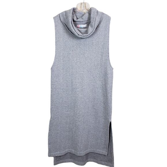 Free People Beach Gray Cowl Neck Side Slit Sleeveless High Low Tunic Dress XS - Picture 1 of 5